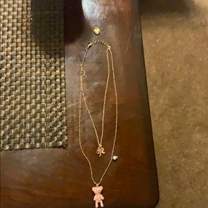 Betsy Johnson teddy bear layered necklace